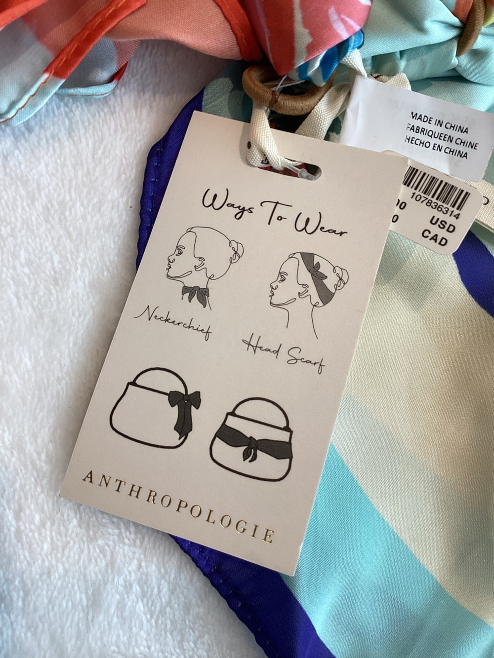 🐾Anthropologie Silky Scarves Hair Head Bag Scarf Set of 2 New Dog Car Cocktail - Picture 7 of 8